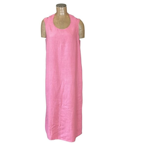 Harve Benard 100% Linen Sleeveless Pink Midi Dress Sz 14 #293F - Picture 2 of 8